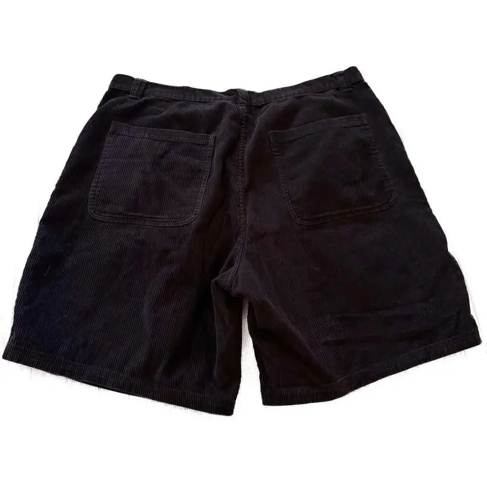 Vintage Ocean Pacific OP Sport Black Corduroy Baggy Surf Shorts Size 38